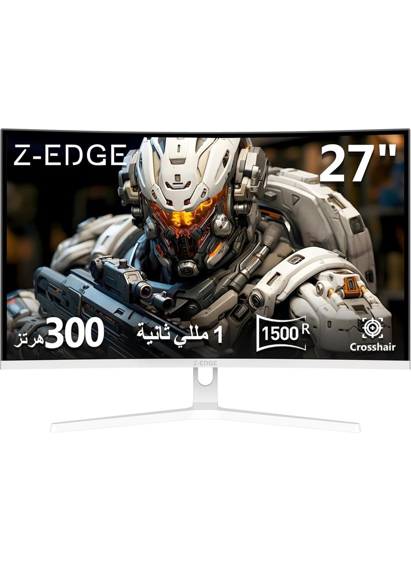 27-inch Curved Gaming Monitor - 16:9 Full HD 1920x1080, 300Hz Refresh Rate, 1ms Response Time, Frameless LED Display, AMD FreeSync Premium - DisplayPort & HDMI Ports UG27H